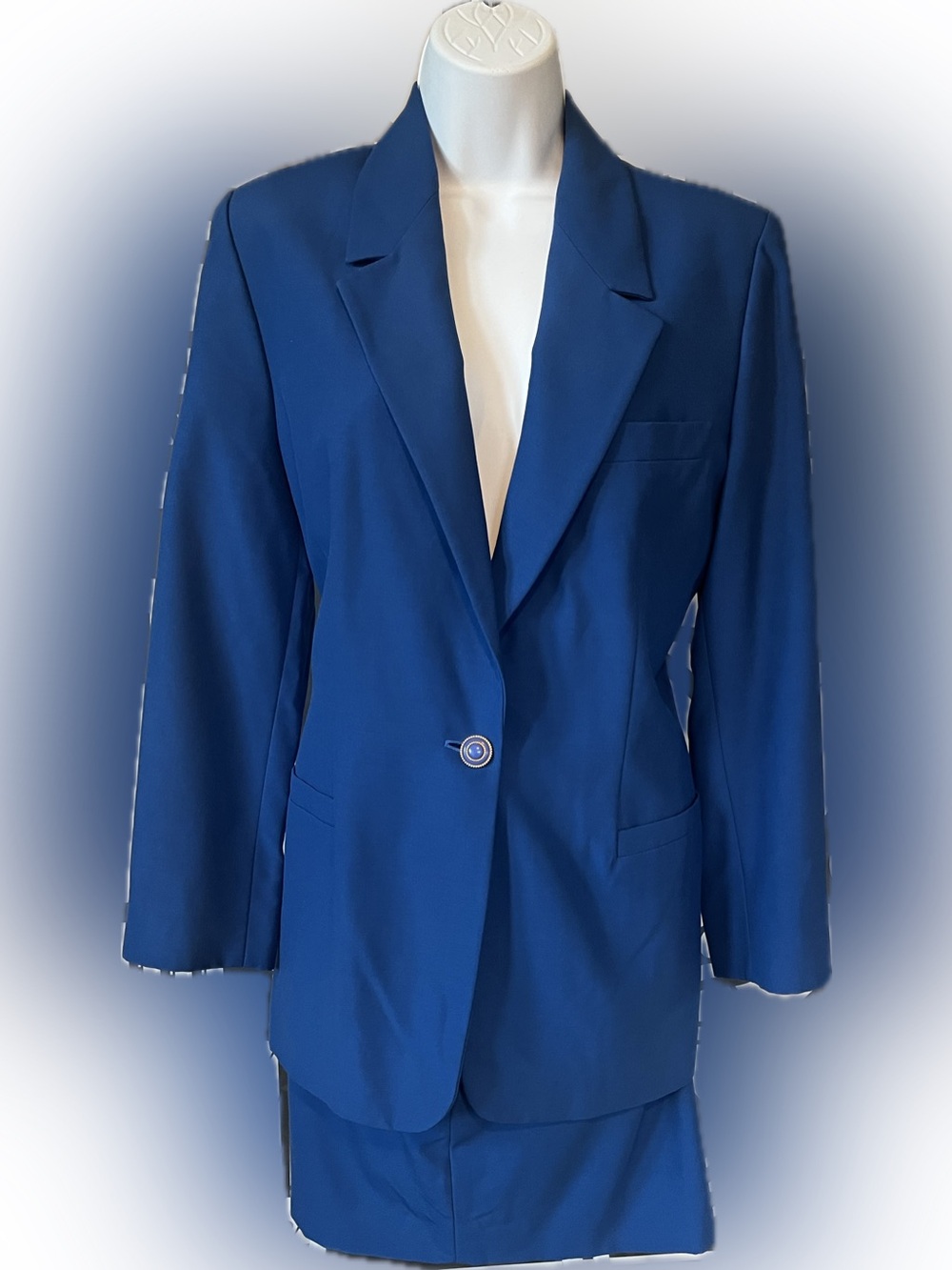 Vintage 90s Gianni Versace Versus Royal Blue Women's Blazer and Pencil Skirt Set